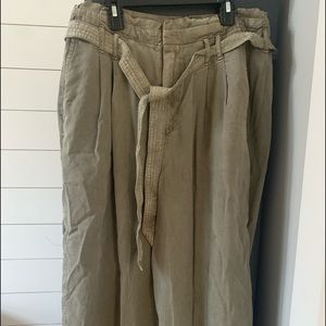 Army green ankle pants soft with belt